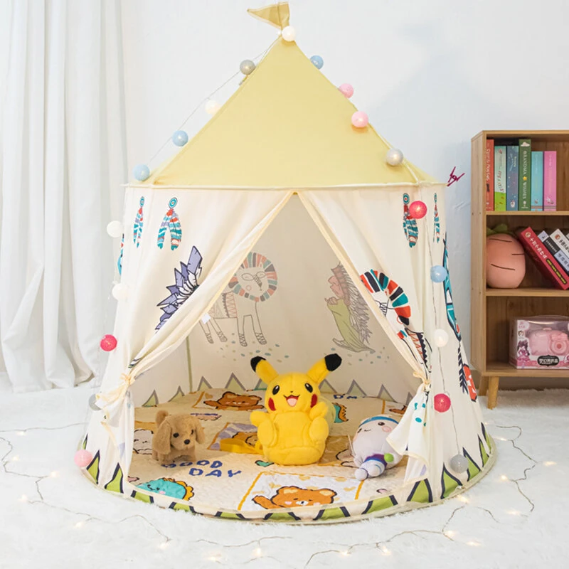 (image for) IPRee Indian Portable Play Kids Tent Indian Tent Yurt Children Indoor Outdoor Ocean Ball Pool Game Tent Castle Room House Toy
